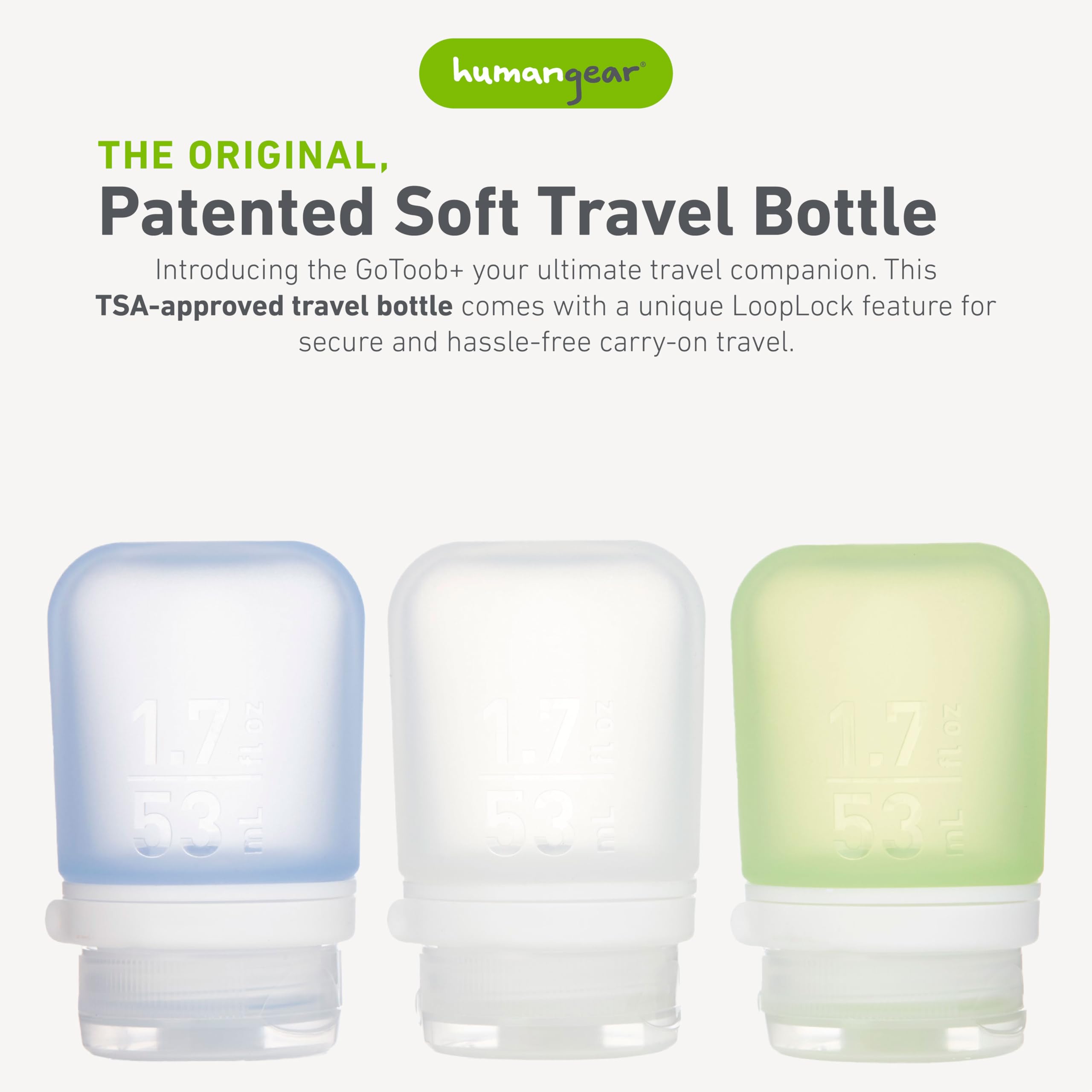 Humangear GoToob+ small contoured tube enables easy filling and cleaning on the go.