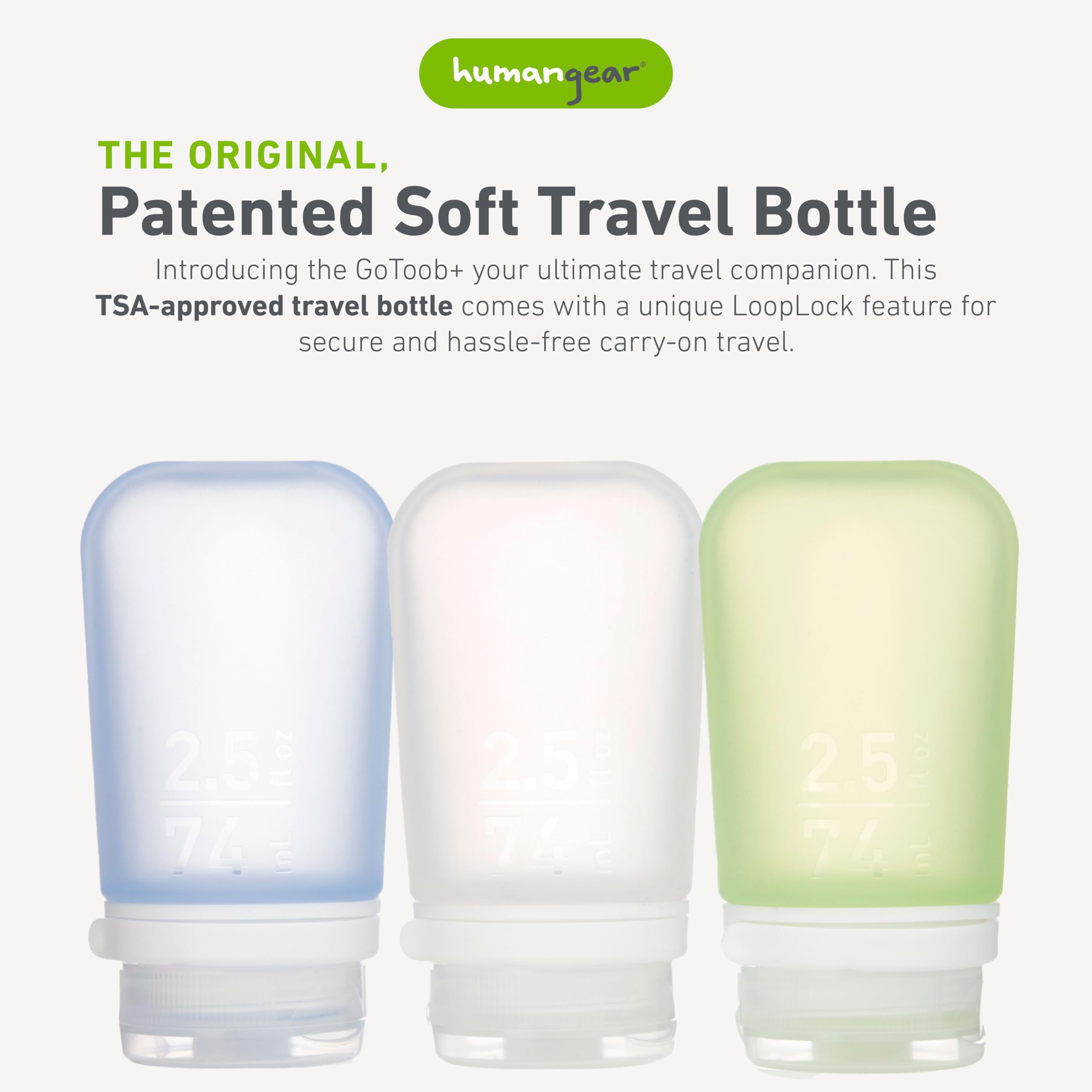 humangear GoToob+ contoured tube design simplifies filling and cleaning during trips.