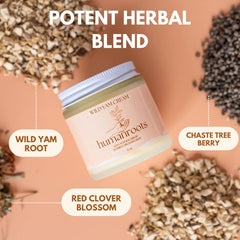 humanroots Wild Yam Cream herb-infused texture highlights a lightweight feel for sensitive skin