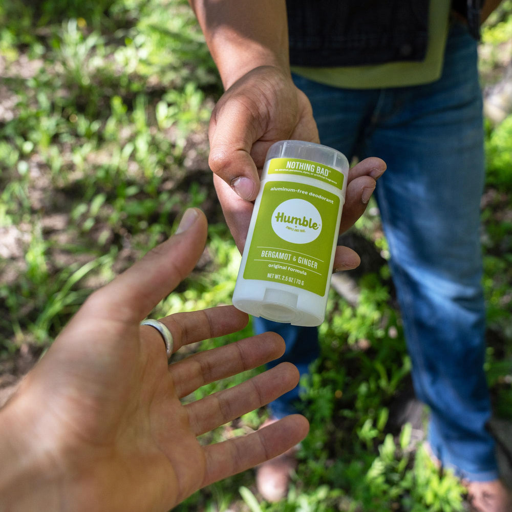 HUMBLE BRANDS aluminum-free deodorant stick moroccan-rose close-up with soft floral notes.
