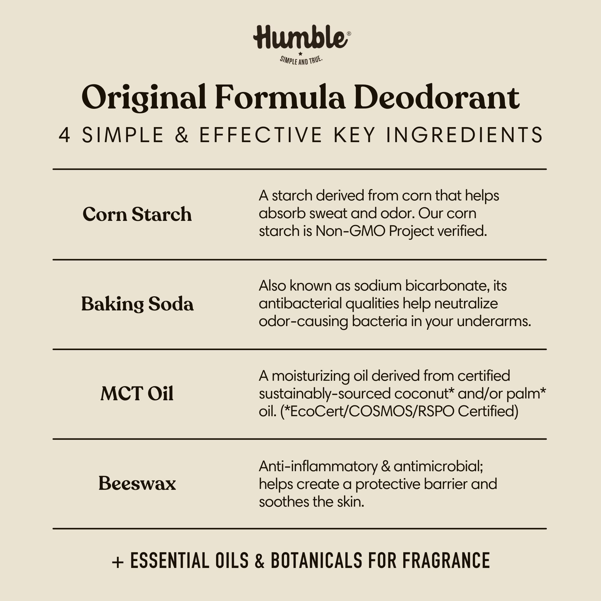 Humble Brands baking soda ingredient detail highlights odor control without harsh additives.