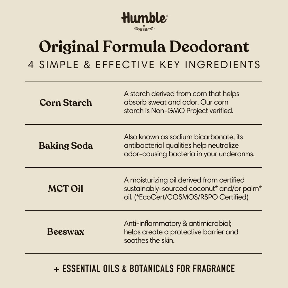 Humble Brands baking soda ingredient detail highlights odor control without harsh additives.