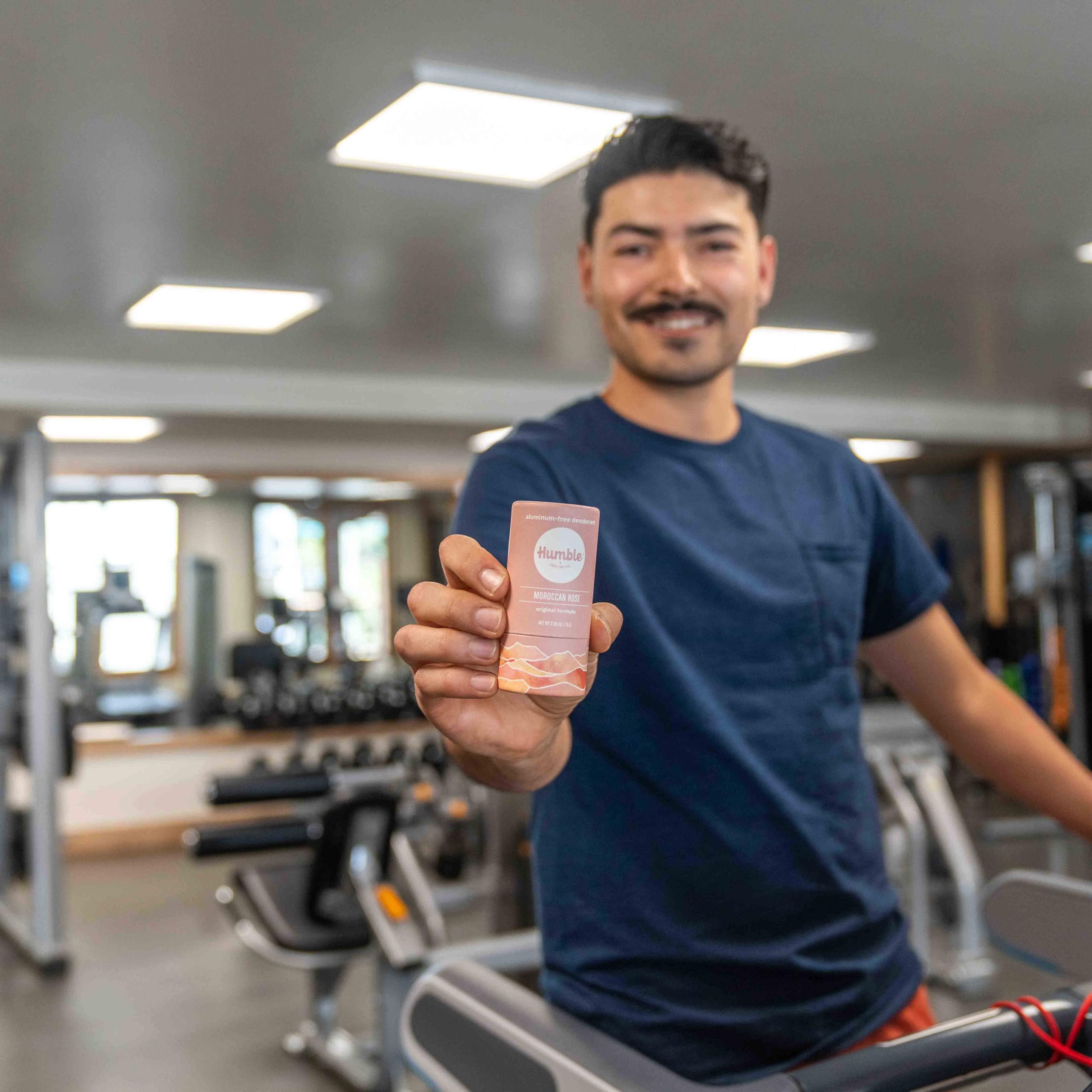 Humble Brands deodorant application swipe demonstrates smooth texture.
