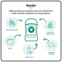 Humble Brands Moroccan Rose deodorant stick with rosy scent and aluminum-free protection.