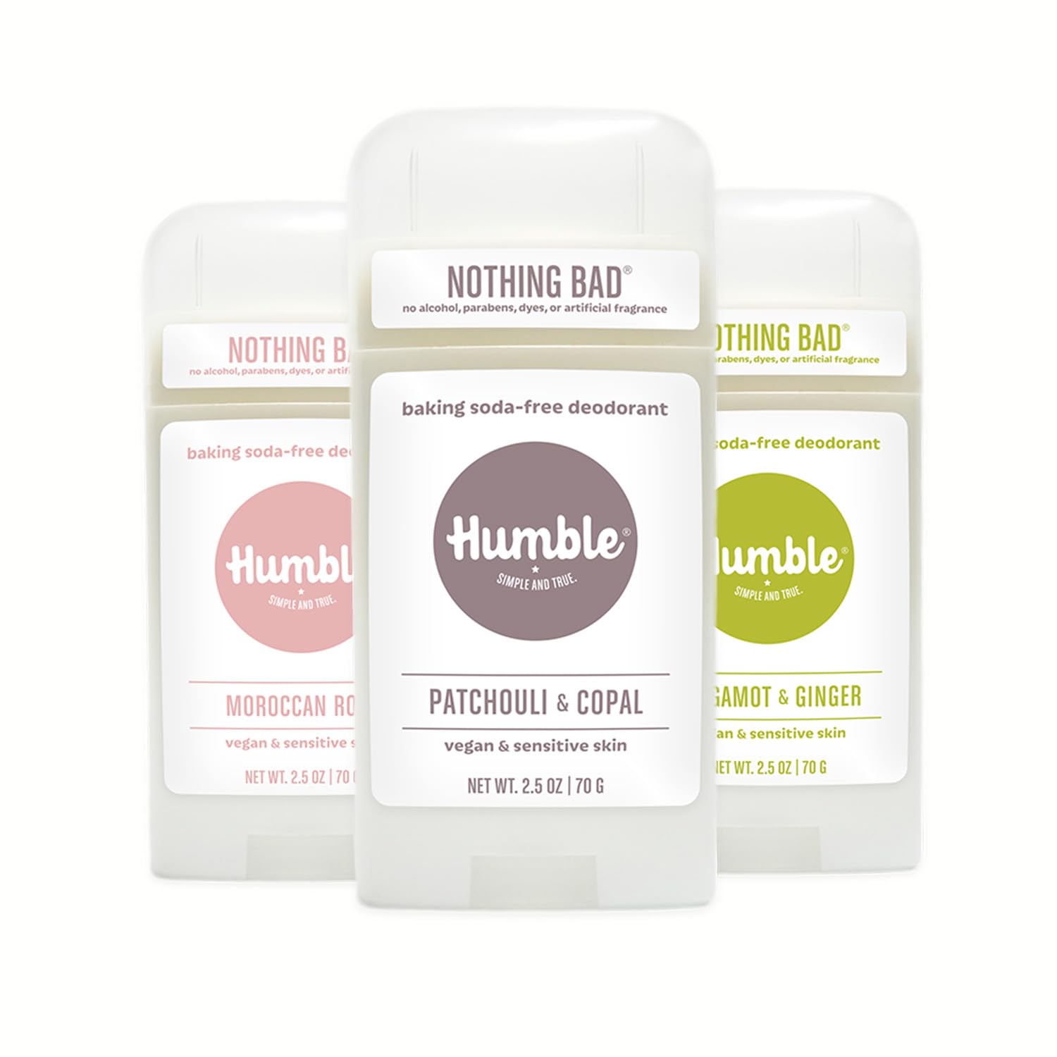 HUMBLE BRANDS deodorant pack three flatlay for all-day freshness.