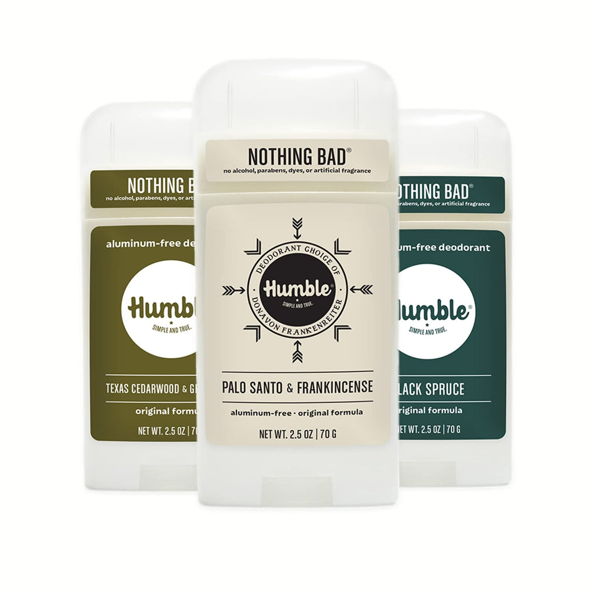 Humble Brands Original Deodorant three-pack front view showing aluminum-free packaging