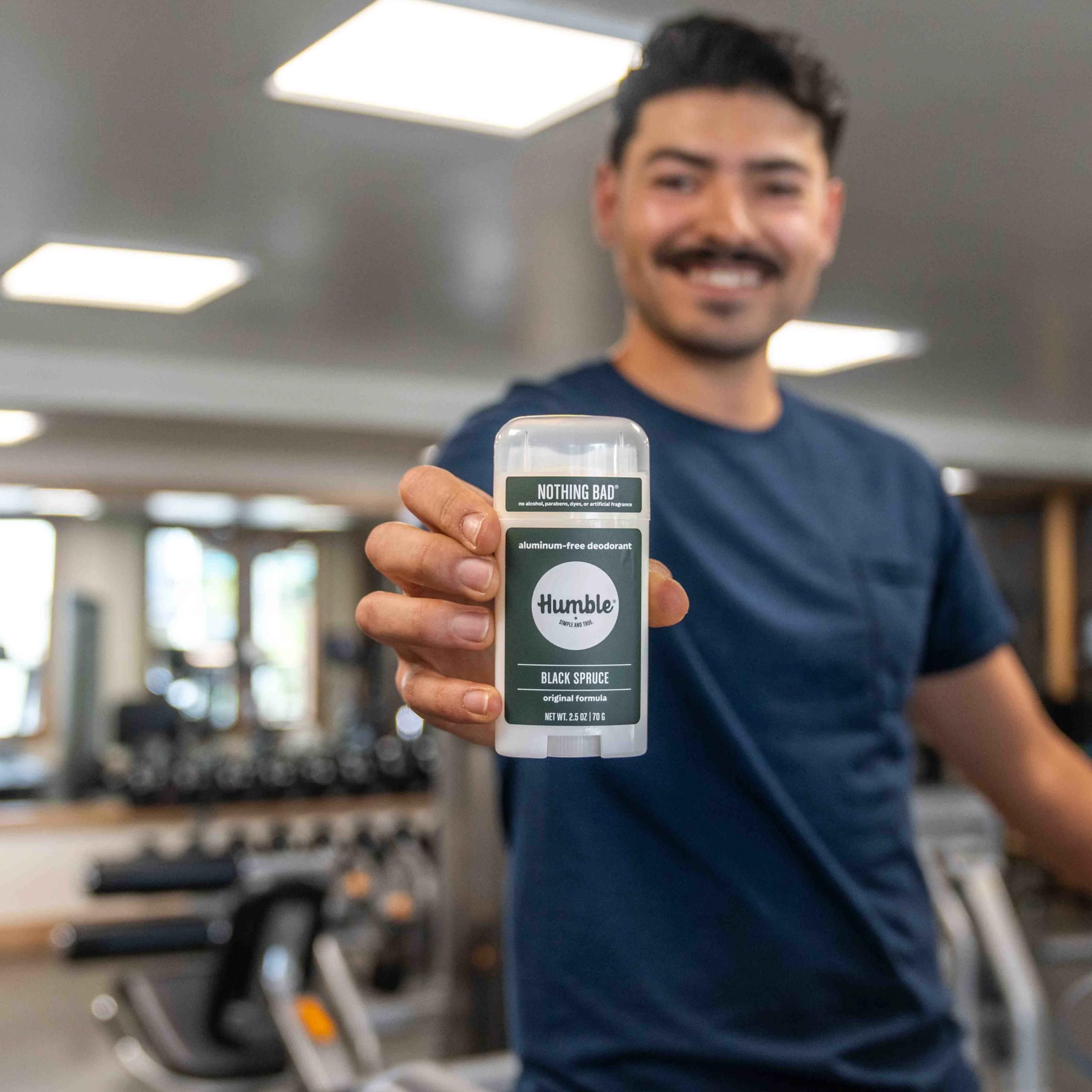Humble Brands Original Formula Deodorant Black Spruce scent evokes forest freshness.