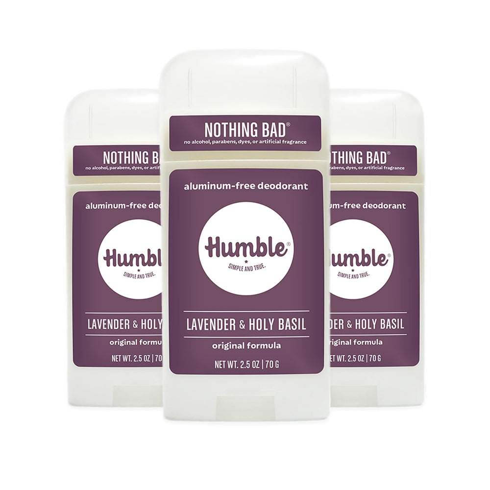 Humble Brands Original Formula deodorant bottle illustrating aluminum-free odor control.