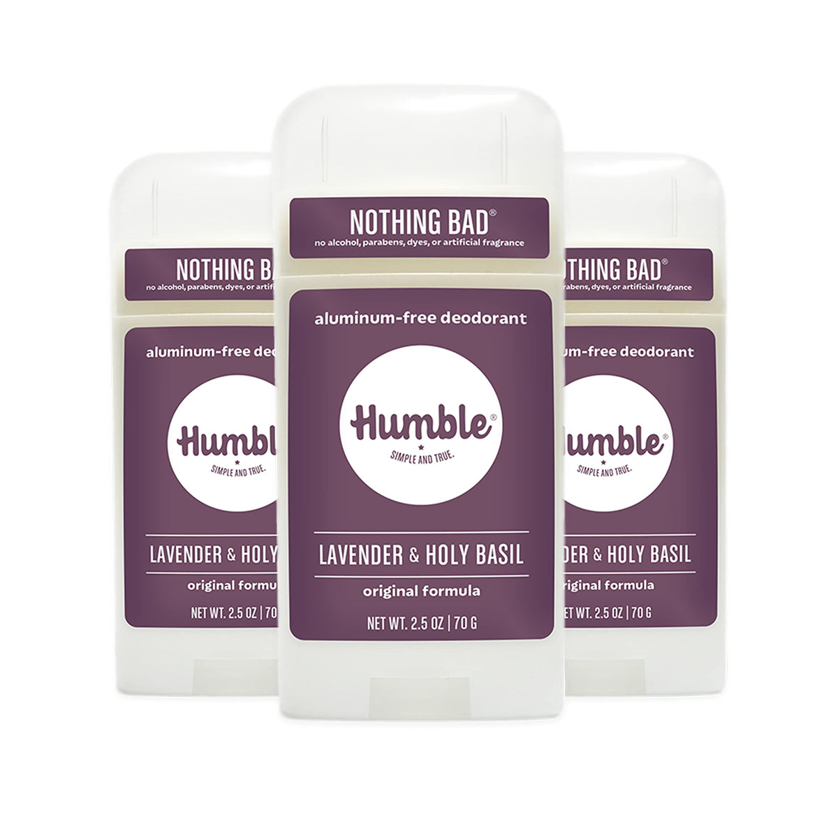Humble Brands Original Formula deodorant bottle illustrating aluminum-free odor control.