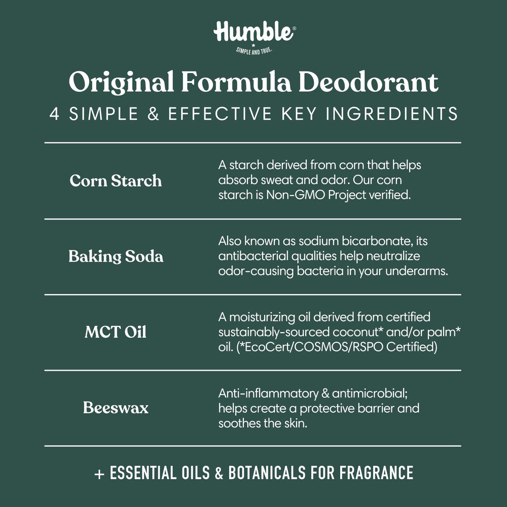 Humble Brands Original Formula Deodorant packaging 3-pack value display.