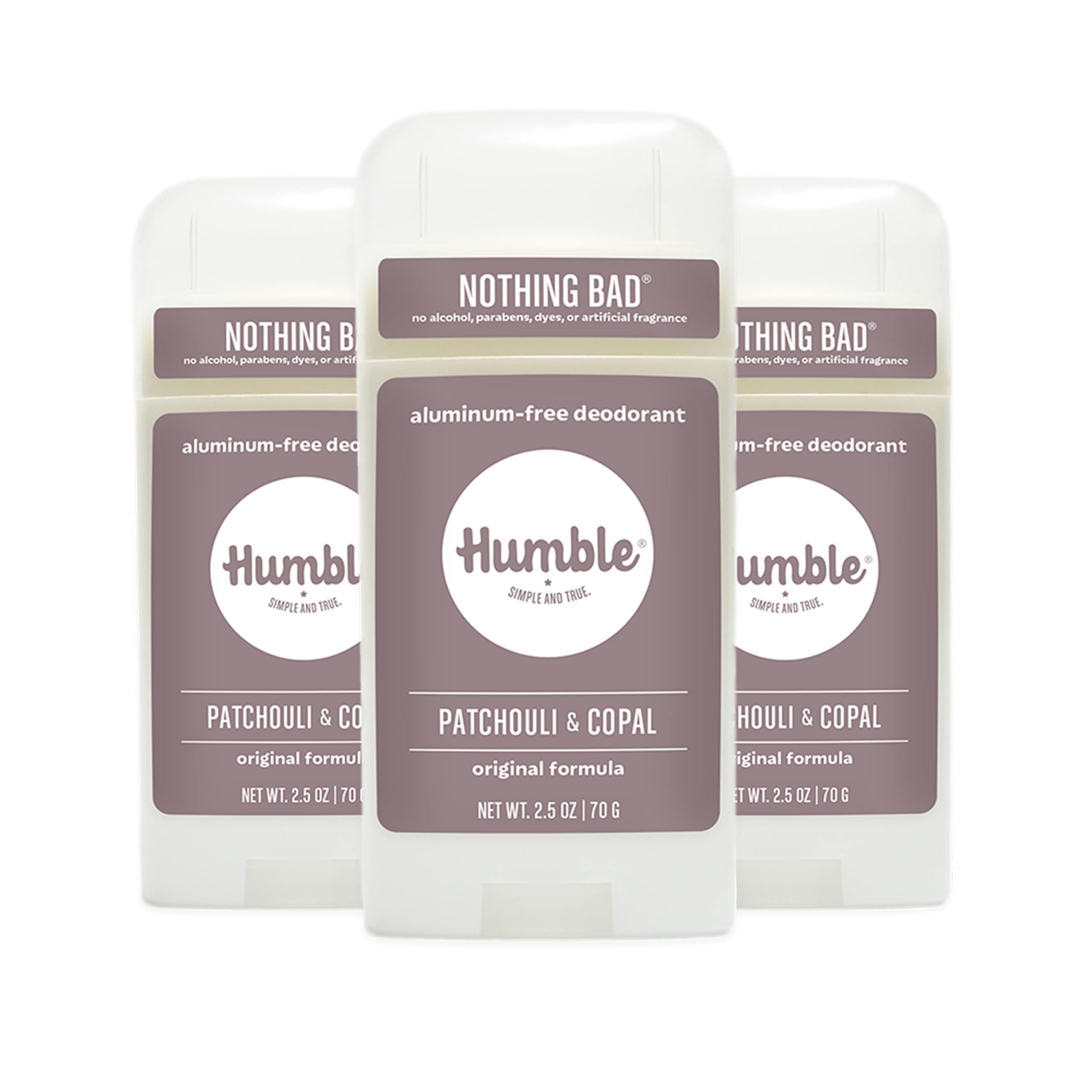 Humble Brands Original Formula deodorant stick front label highlighting aluminum-free odor control.