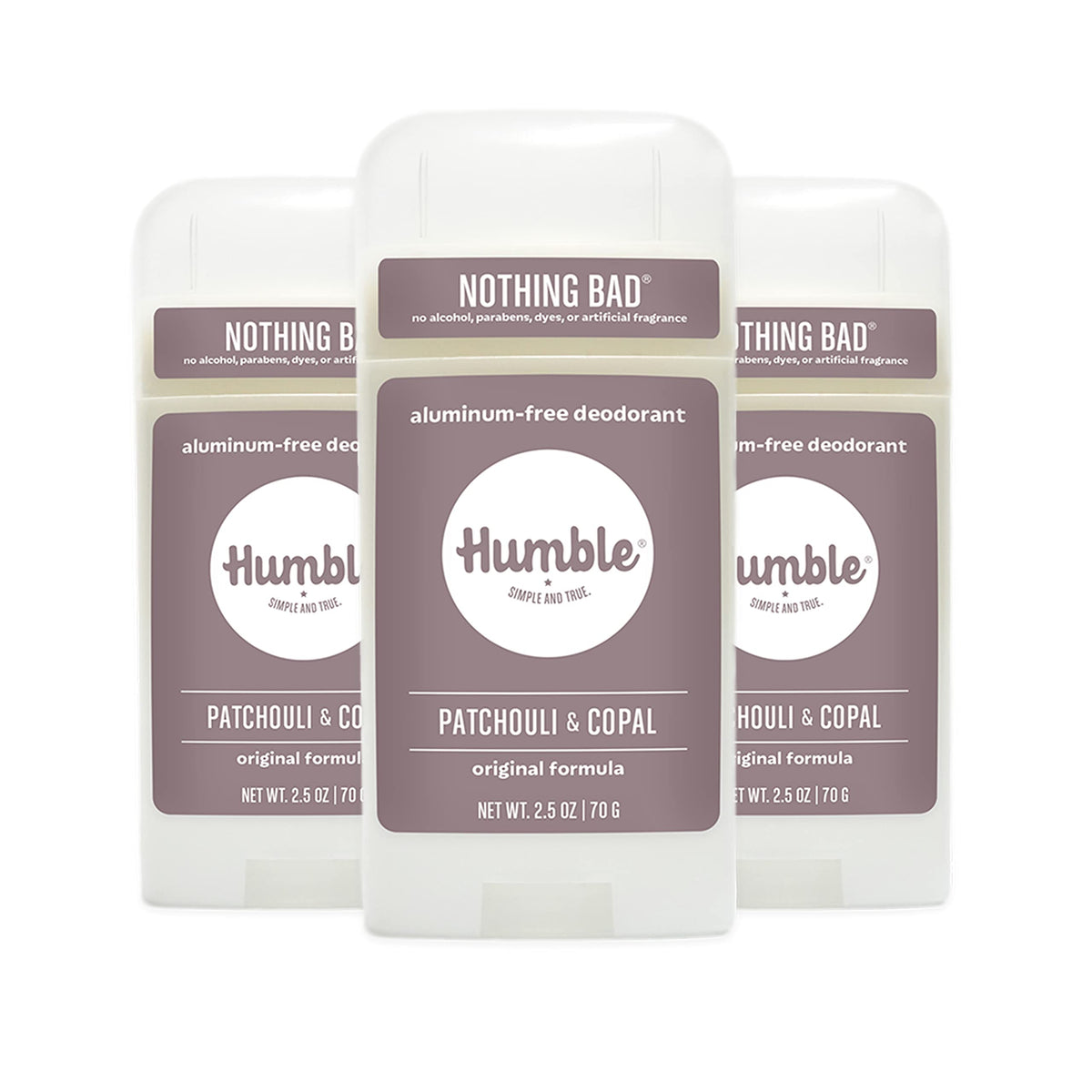 Humble Brands Original Formula deodorant stick front label highlighting aluminum-free odor control.