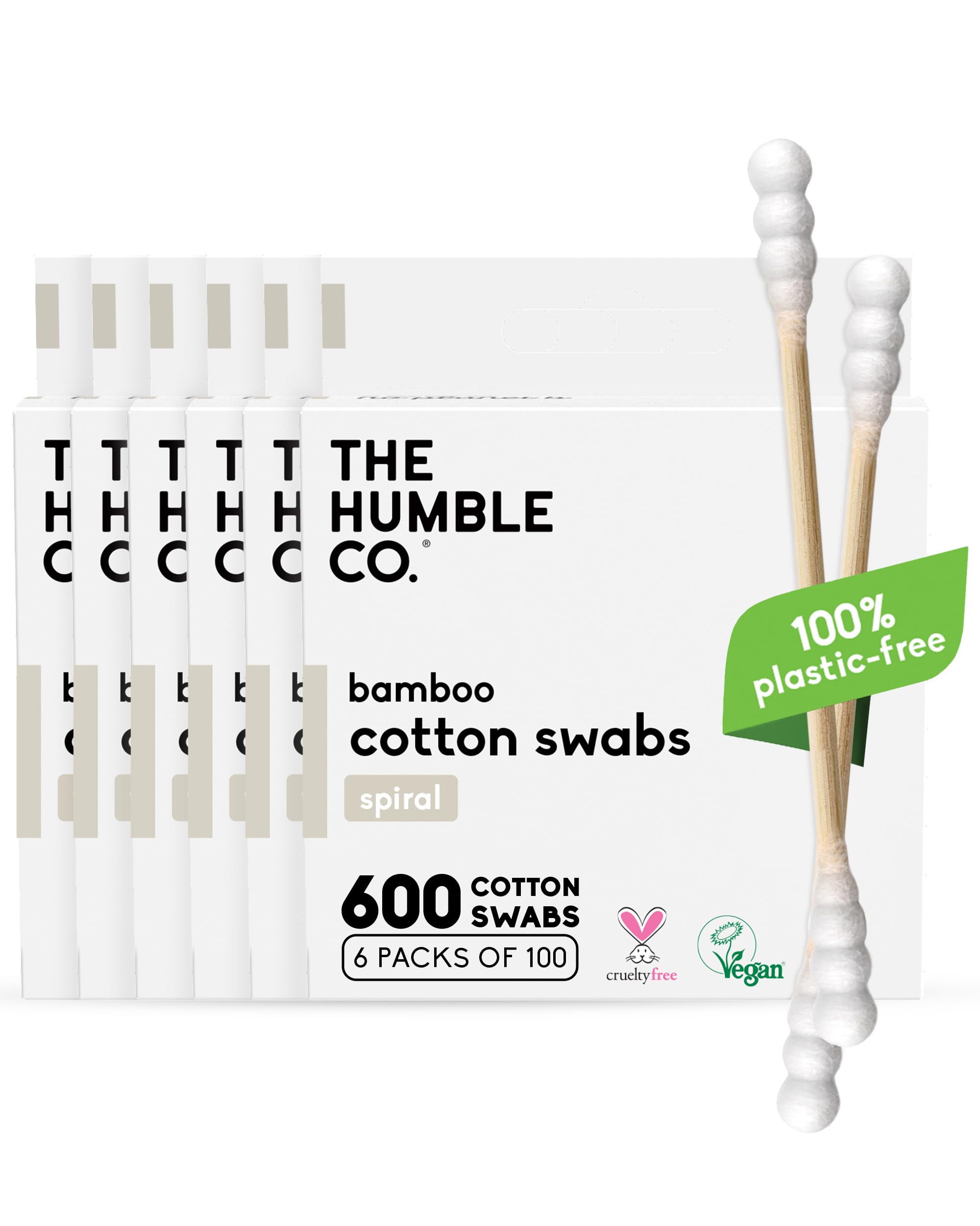 The Humble Co bamboo swabs with spiral tips in packaging for eco-friendly daily care.