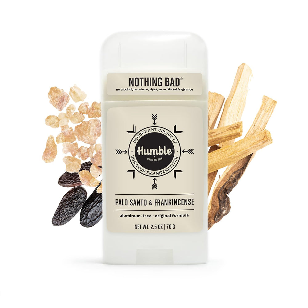 Humble deodorant ingredients including baking soda and non-GMO corn starch