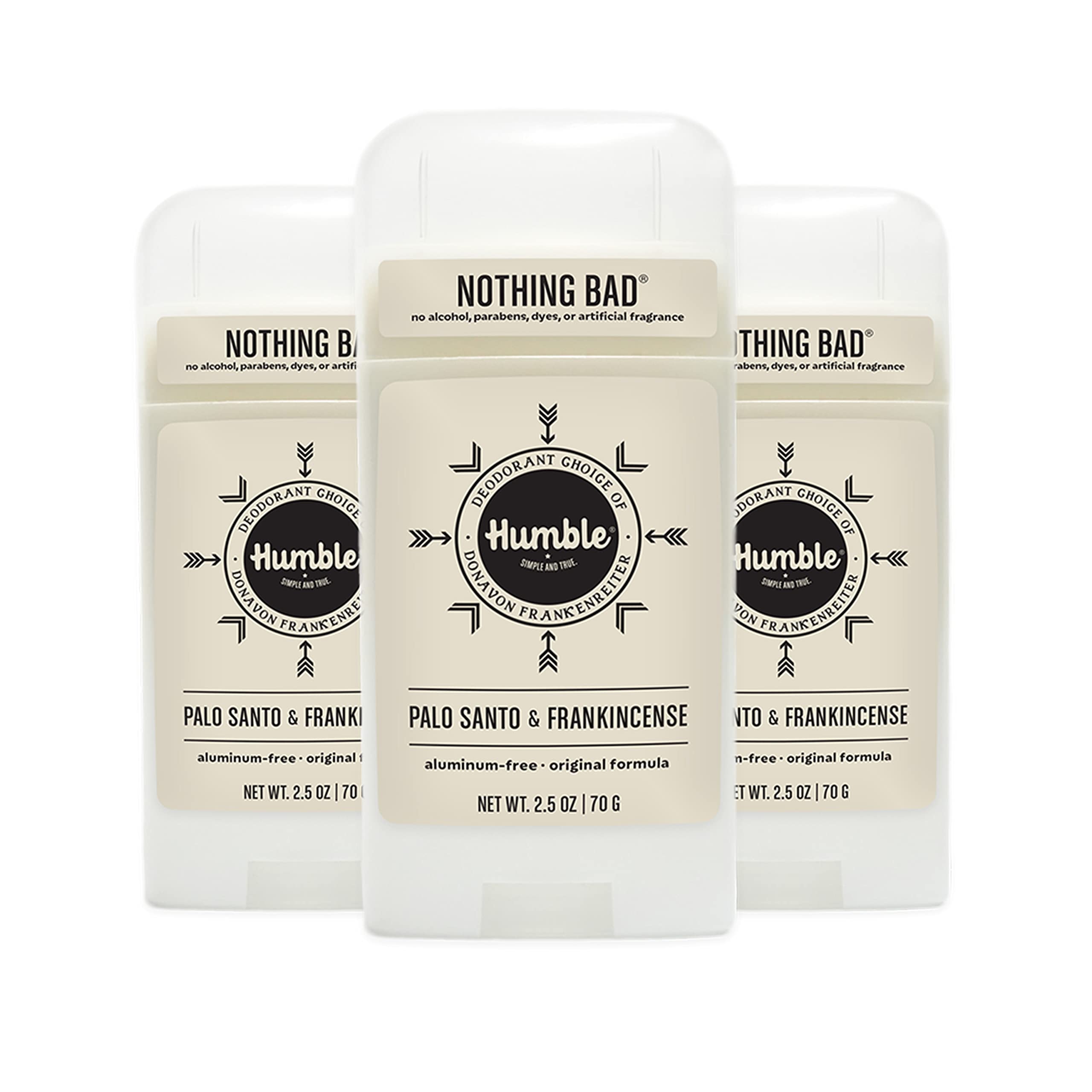 Humble Original aluminum-free deodorant stick showing simple odor control in use