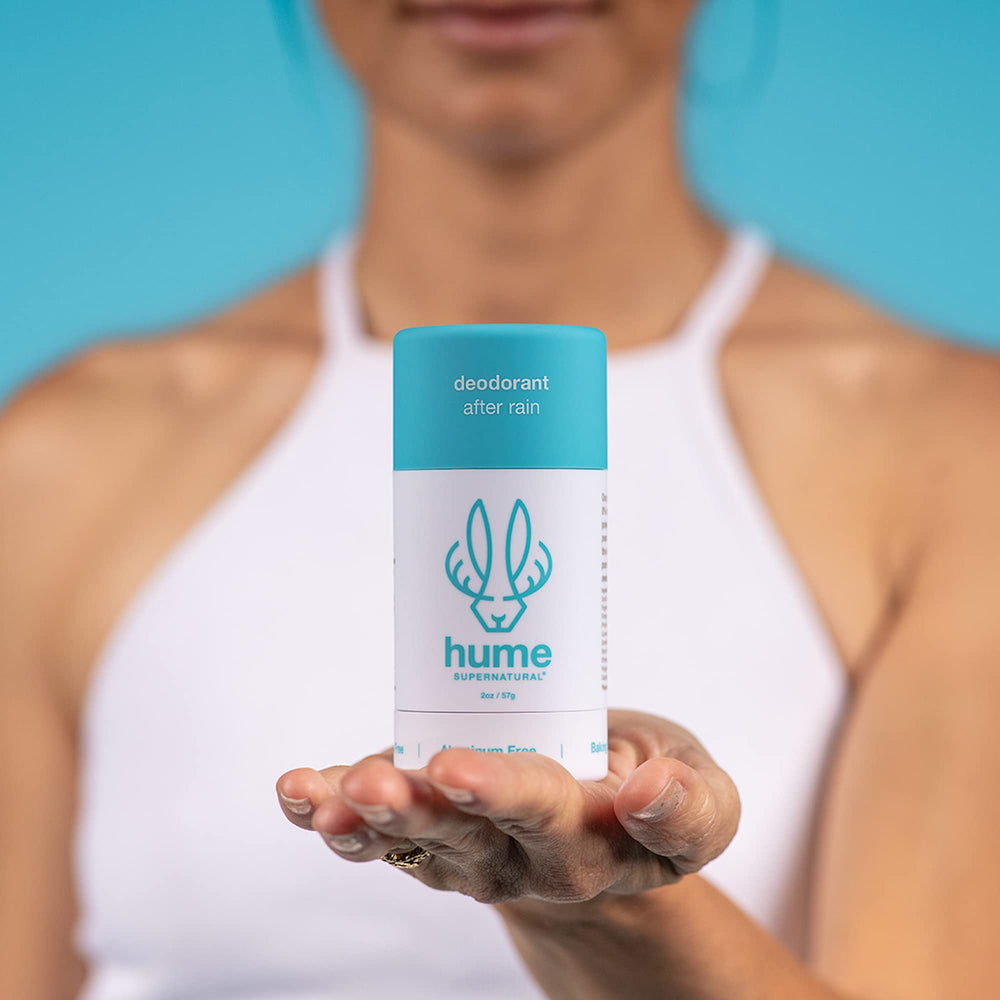 Hume Supernatural allergen-free formula packaging emphasizes skin safety.