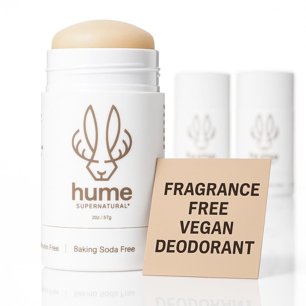 Hume Supernatural clear-stick deodorant glides on smoothly for all-day freshness.