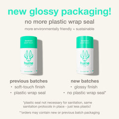 Hume Supernatural deodorant stick application shows a smooth, stain-free feel for busy days.