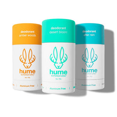 Hume Supernatural desert bloom deodorant stick in use delivering long-lasting odor control