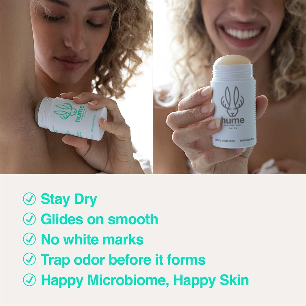 Hume Desert Bloom emphasizes plant-based moisture absorption for all-day freshness.