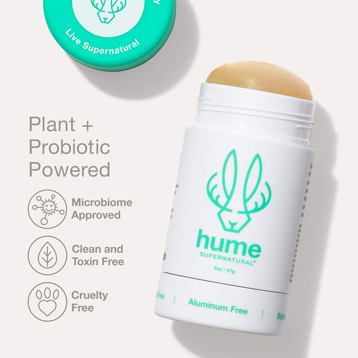 Hume Supernatural roll-on application close-up illustrates smooth, stain-free application.
