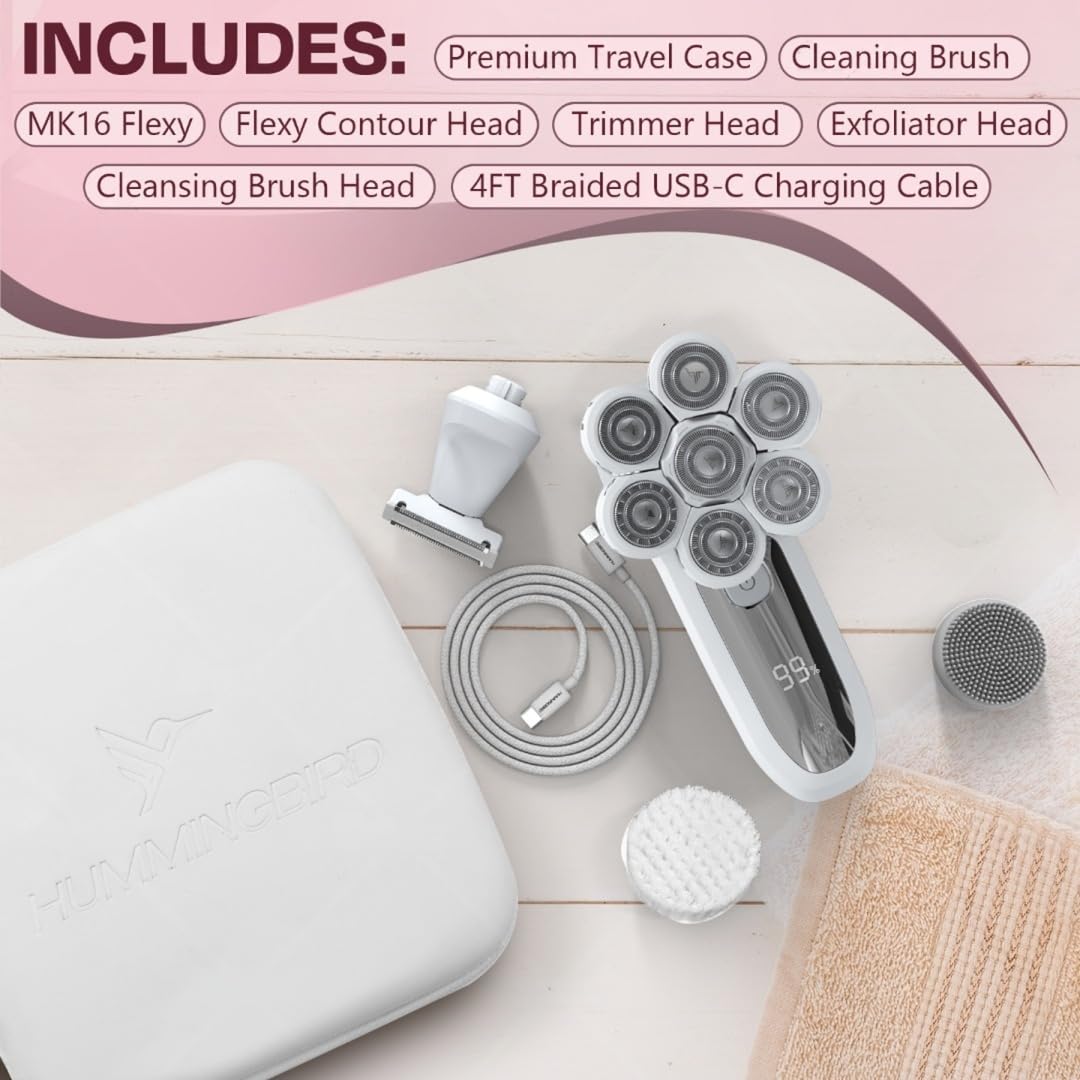 HUMMINGBIRD Flexy exfoliator and cleanser heads prep and finish for smooth skin.