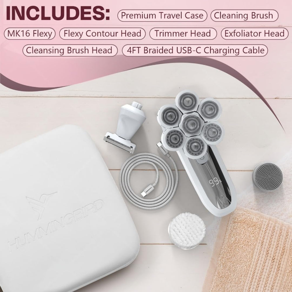 HUMMINGBIRD Flexy exfoliator and cleanser heads prep and finish for smooth skin.