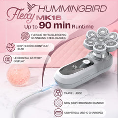 HUMMINGBIRD Flexy compact travel case keeps shaver and heads organized on the go.