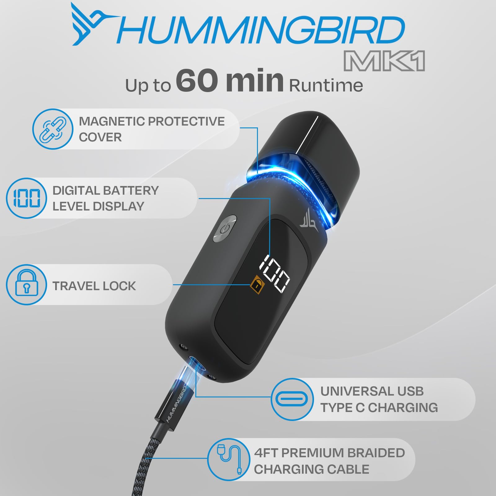 HUMMINGBIRD MK1 USB-C charging enables quick top-ups during travel.