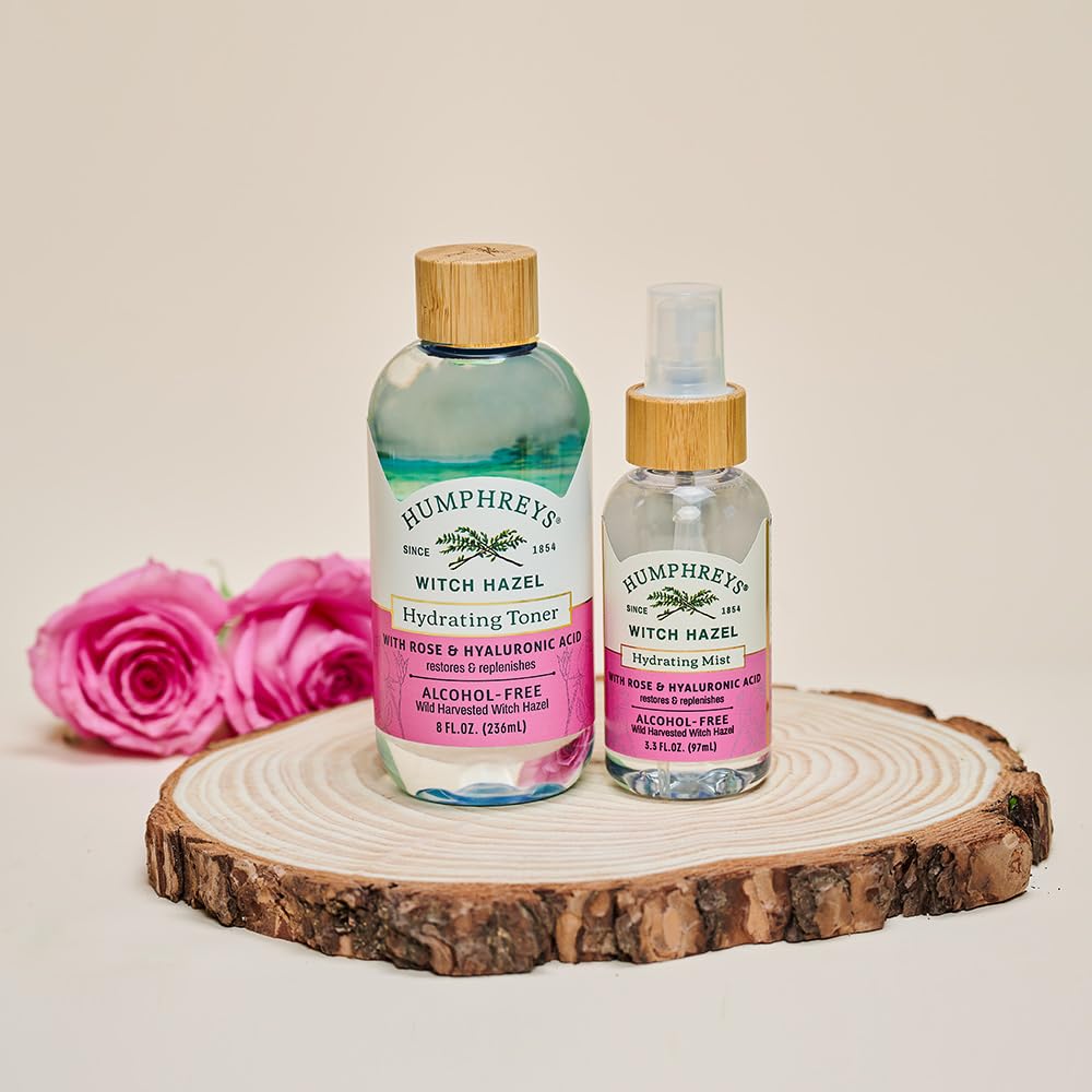 Humphreys toner applied on clean skin—prepares pores for hydration.