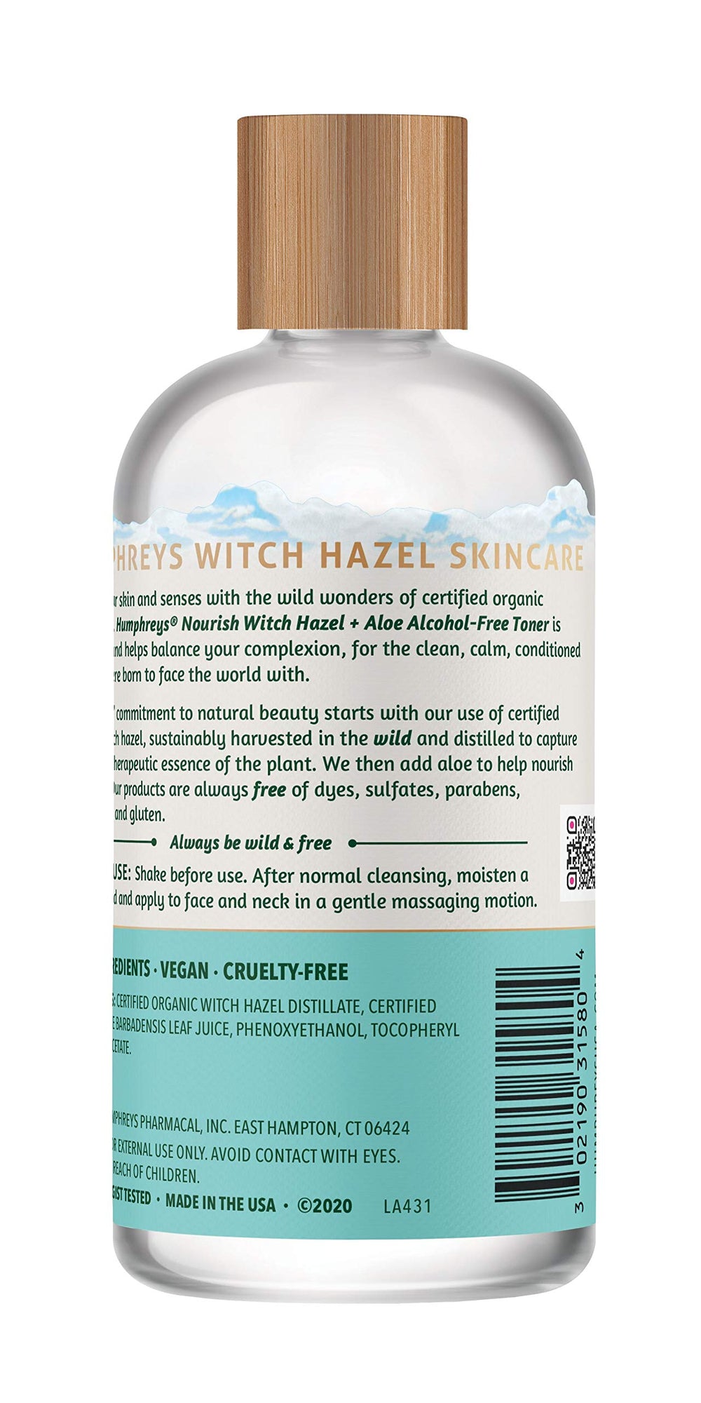 Humphreys Witch Hazel Toner Aloe detail highlighting soothing properties.
