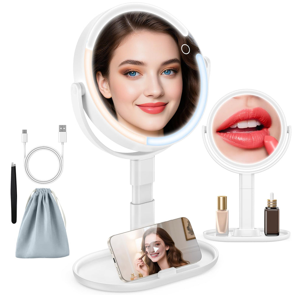 HUNCAB 15x magnification makeup mirror with lights for precise detail and flawless makeup checks