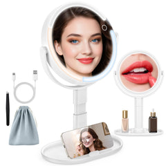 HUNCAB 15x magnification makeup mirror with lights for precise detail and flawless makeup checks