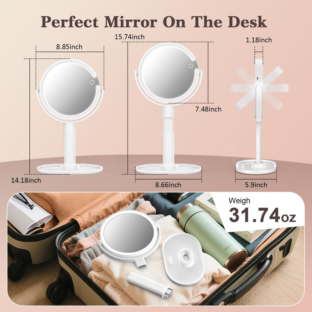 HUNCAB 360-degree rotation makeup mirror provides flexible angles for optimal view