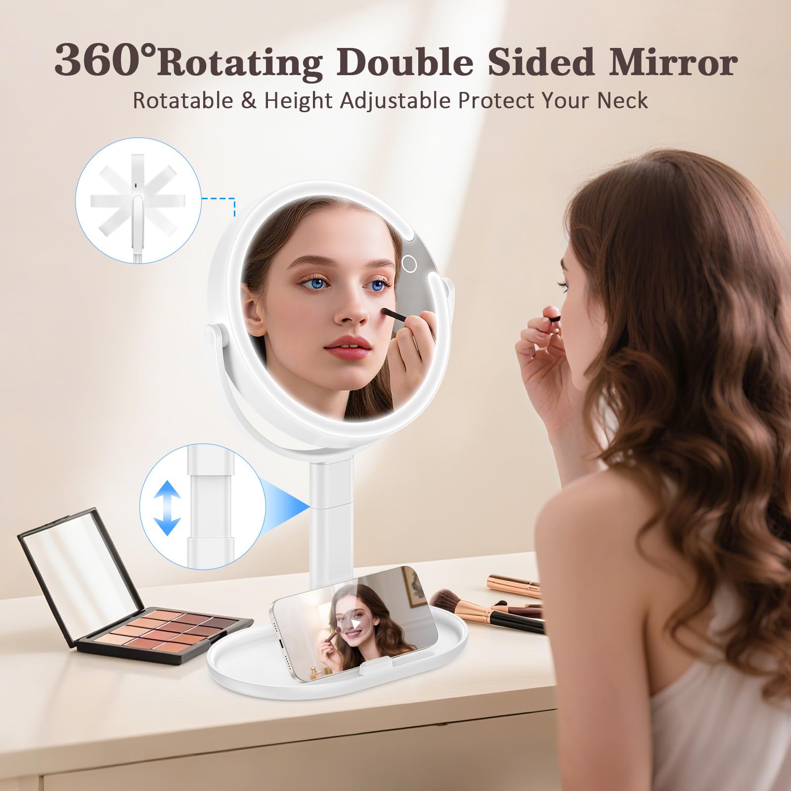 HUNCAB 7.5-inch lighted mirror gives full-face viewing for complete routines