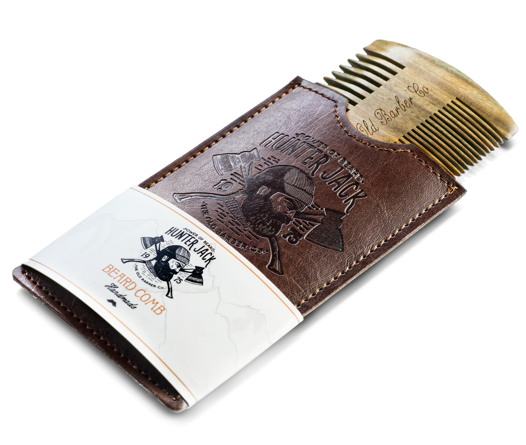 Hunter Jack sandalwood beard comb with wide teeth for shaping and styling.