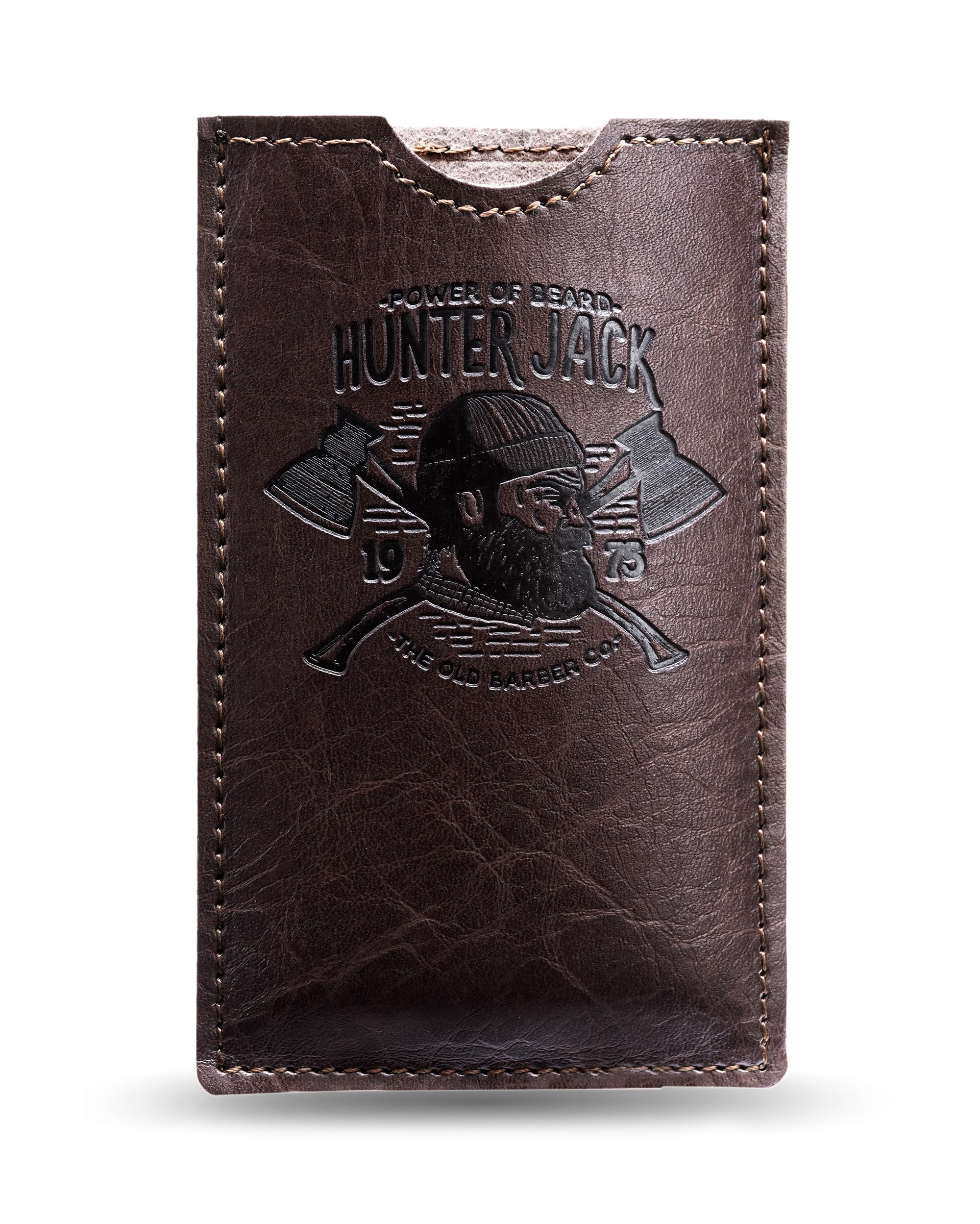 Hunter Jack sandalwood beard comb in use detangles and reduces tugging.