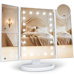 HUONUL makeup mirror with LED bulbs provides bright lighting for precise makeup application.