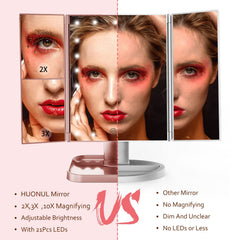 HUONUL makeup mirror with 10x magnification for detailed close-ups.
