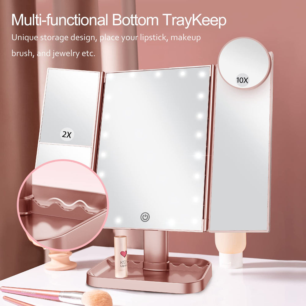 HUONUL makeup mirror dual power USB option for flexible placement.