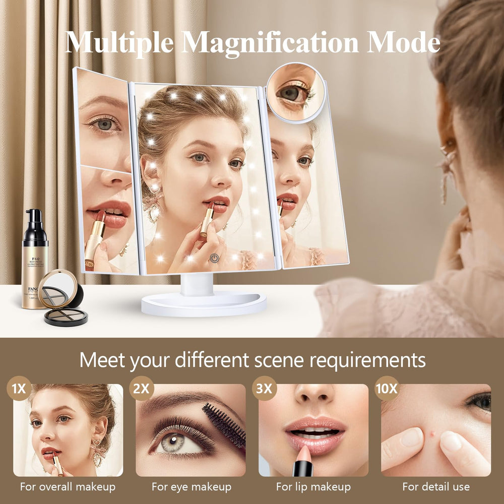 HUONUL makeup mirror touch control for easy brightness adjustment during makeup.
