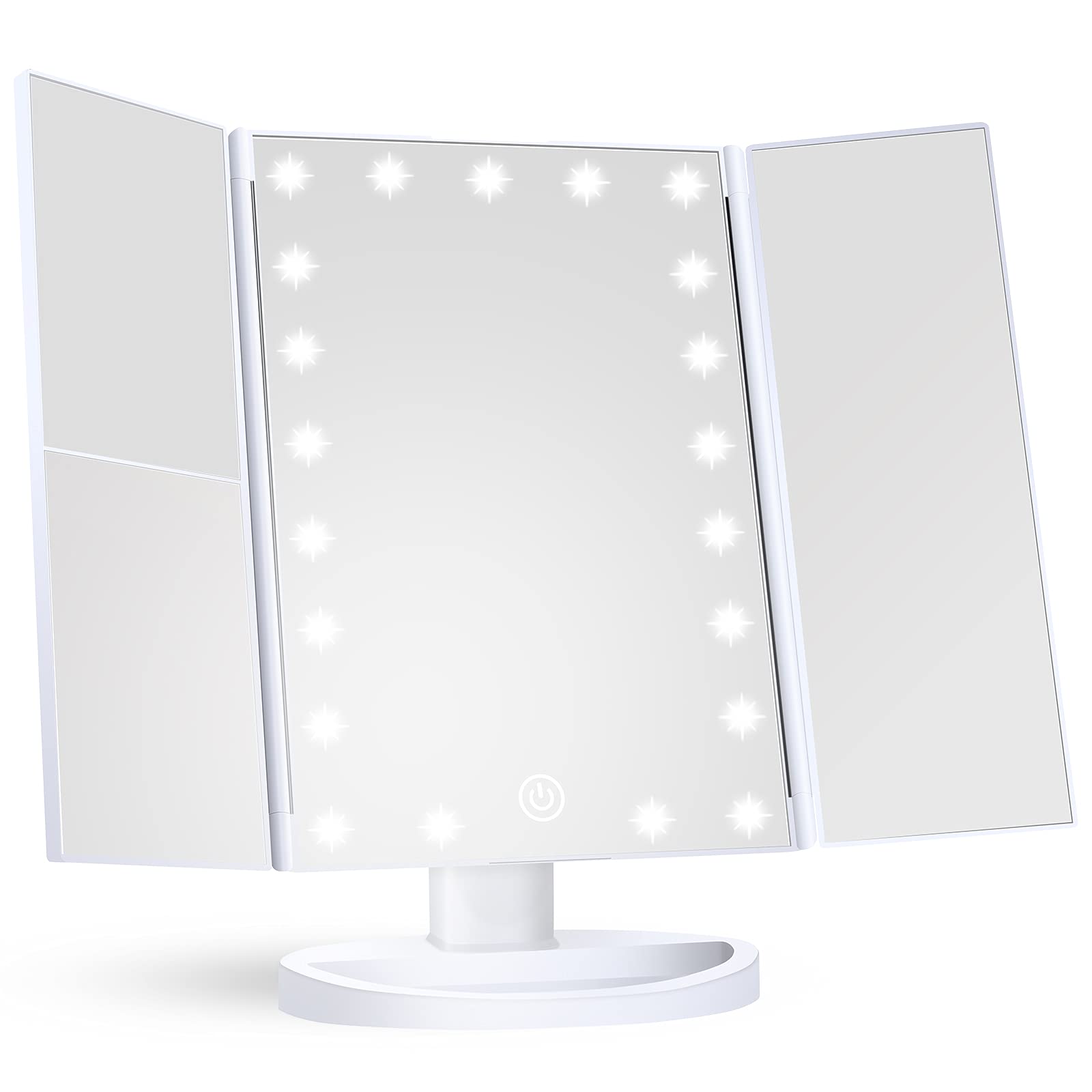 HUONUL makeup mirror tri-fold design with wide-angle viewing.