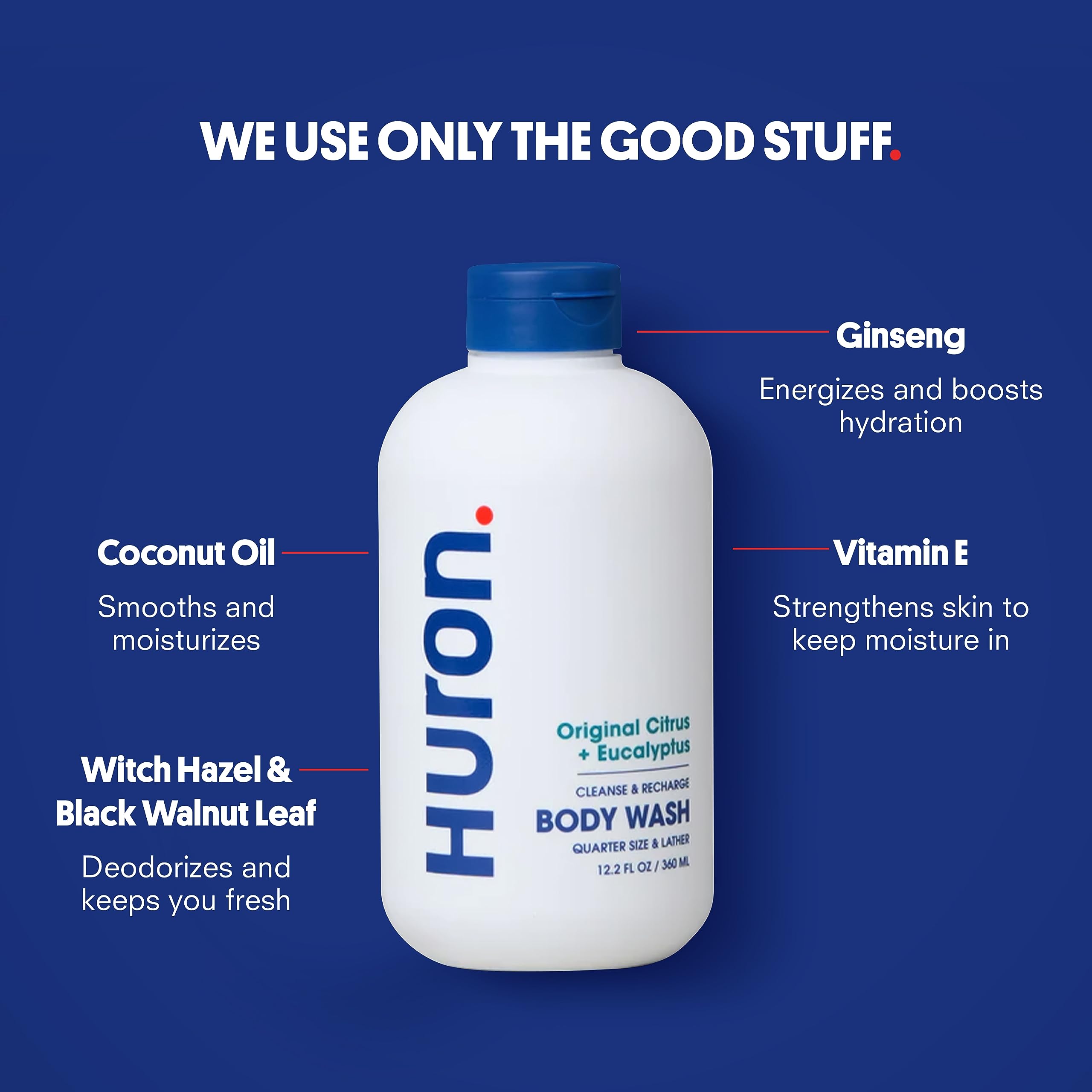 Huron formula includes Vitamin E and coconut oil for nourishing care