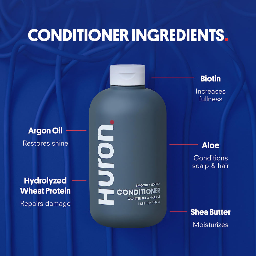Huron Hair Duo bottle with label communicates no sulfates or parabens.