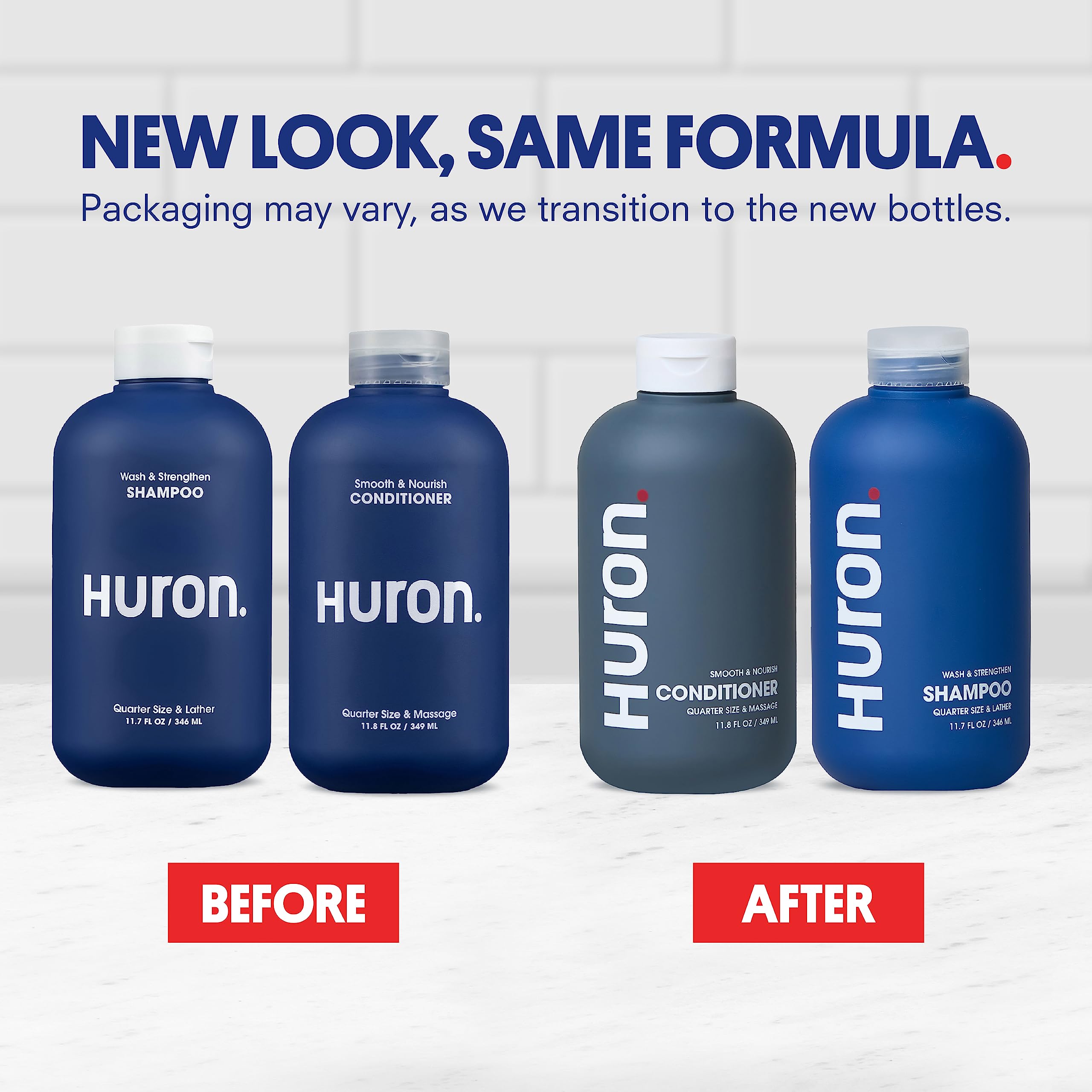 Huron Hair Duo conditioner tube nourishes dull hair for smoother, hydrated strands.