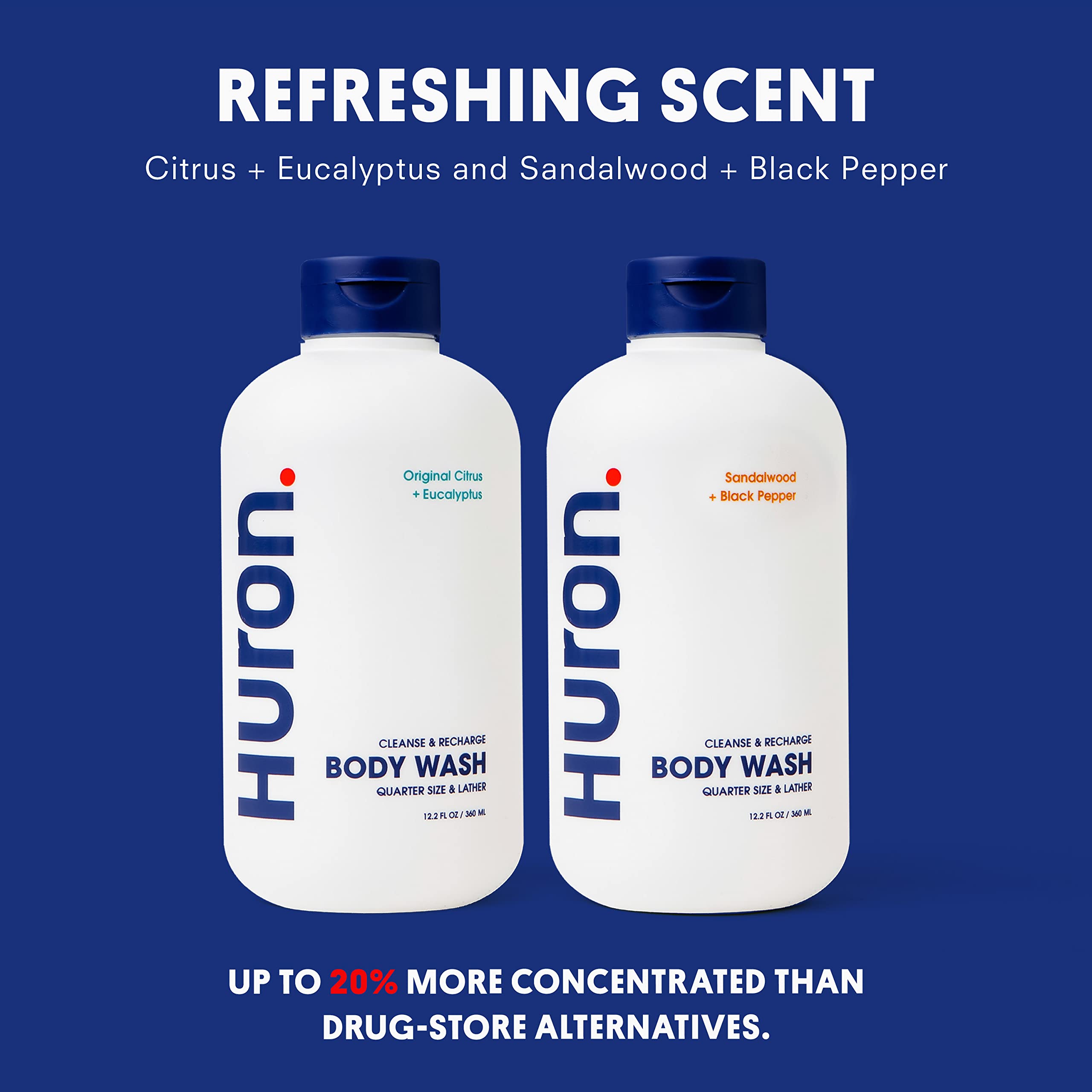 Huron Body Wash sandalwood amber scent for mood-boosting cleanse