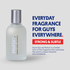 Huron EDP bottle, highlighting safe ingredients for daily wear.