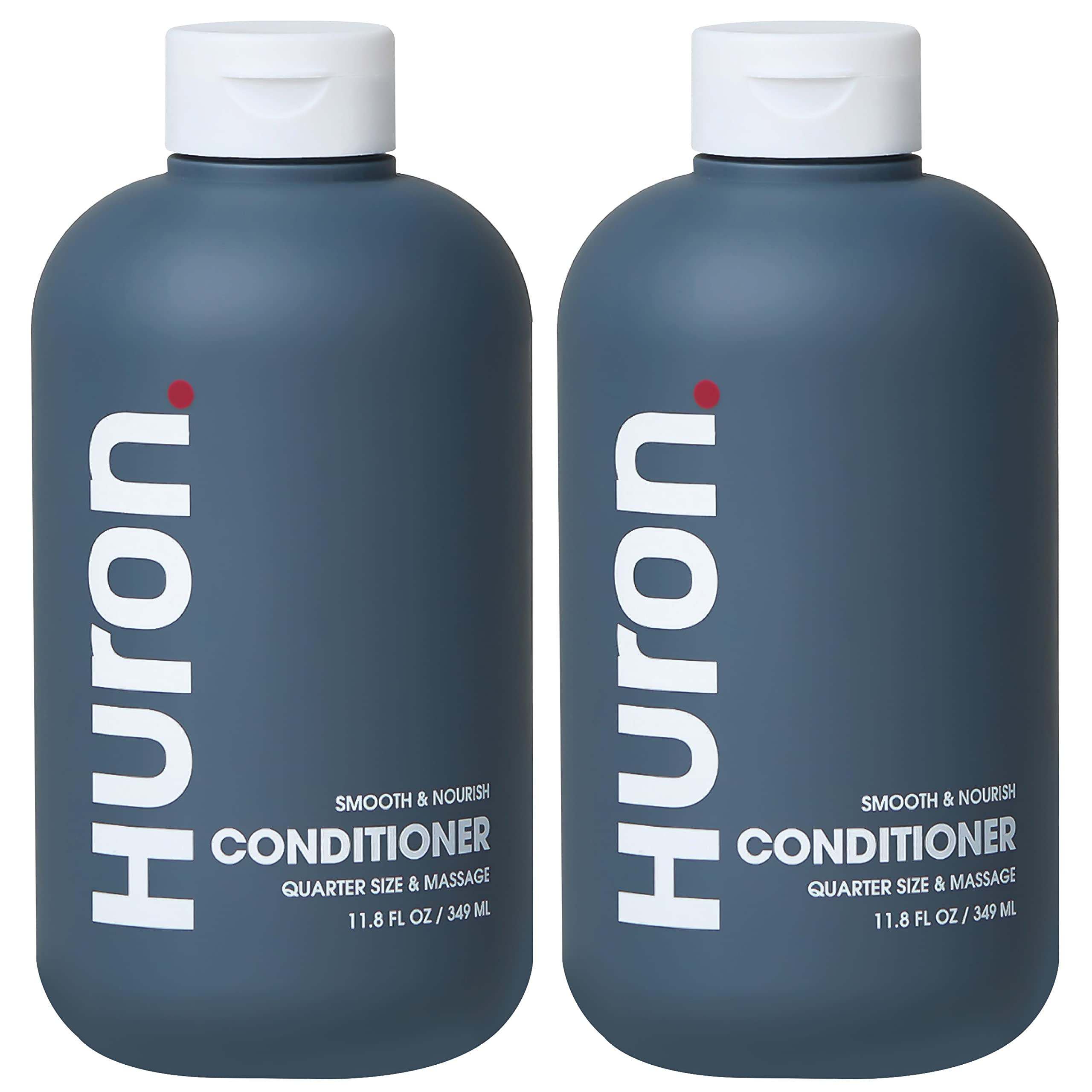 Huron Men’s Conditioner bottle closeup shows lightweight, hydrating formula for frizz control.