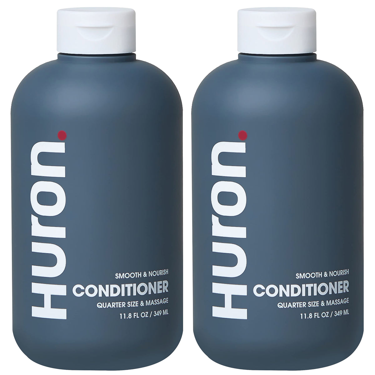Huron Men’s Conditioner bottle closeup shows lightweight, hydrating formula for frizz control.