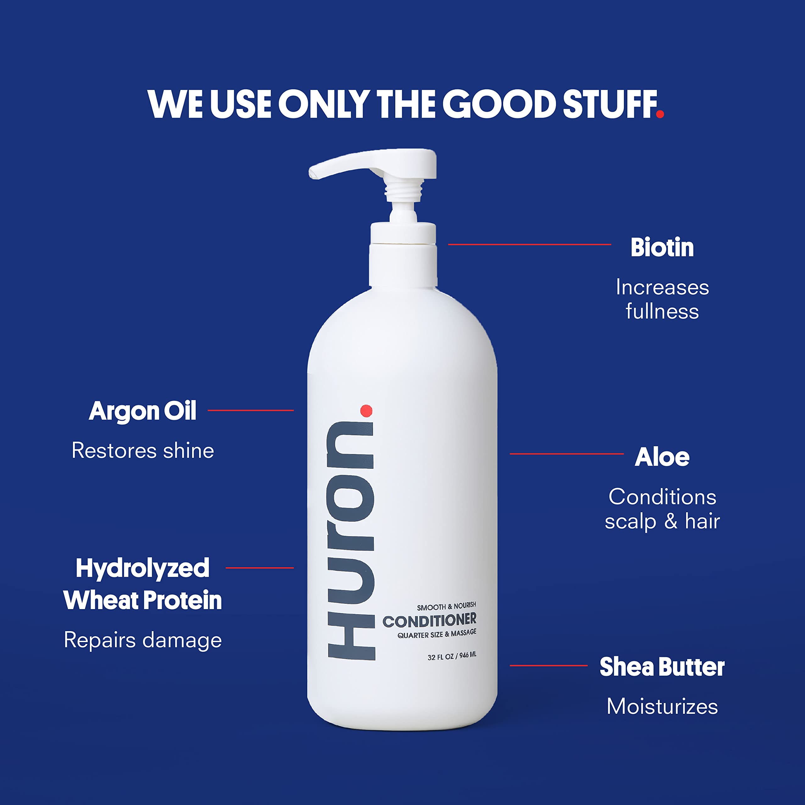 Huron texture close-up highlights detangling slip and lightweight moisture.